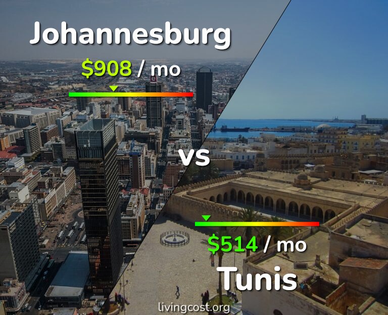 Cost of living in Johannesburg vs Tunis infographic