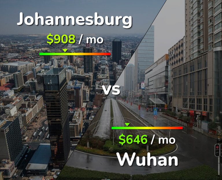 Cost of living in Johannesburg vs Wuhan infographic