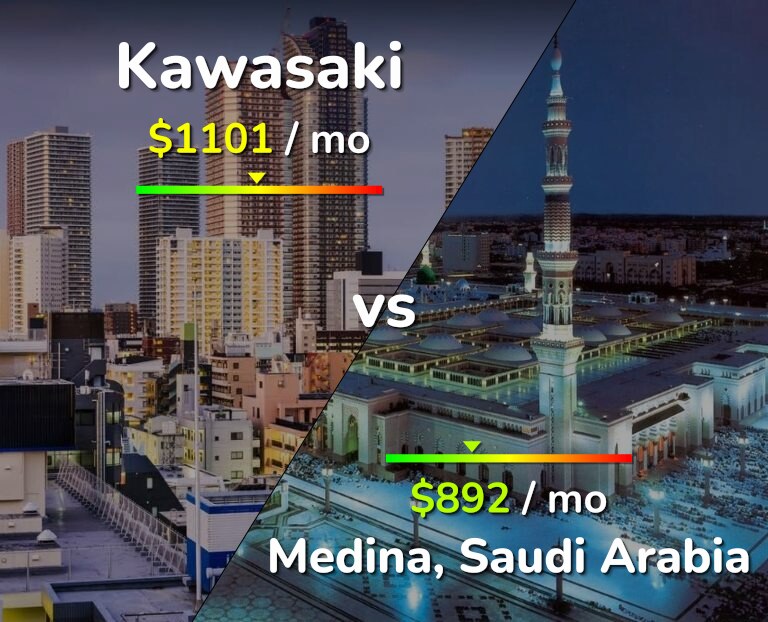 Cost of living in Kawasaki vs Medina infographic