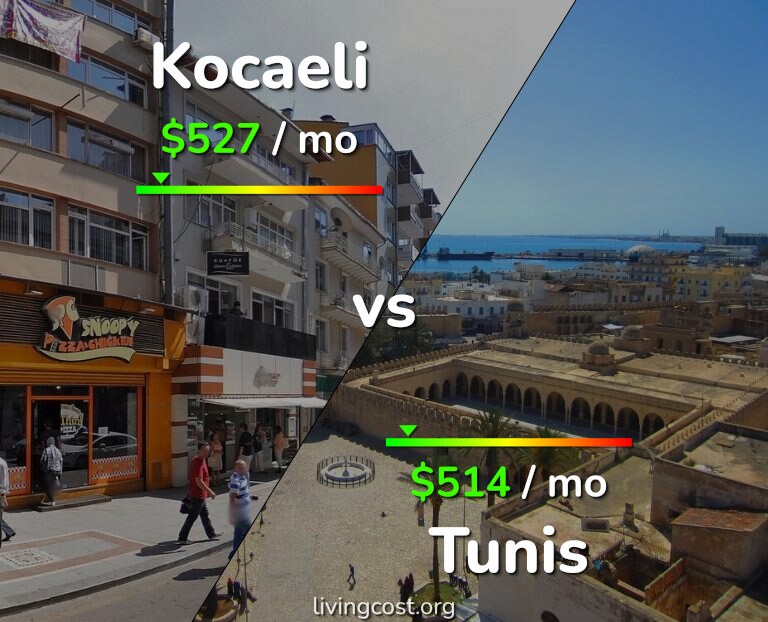 Cost of living in Kocaeli vs Tunis infographic