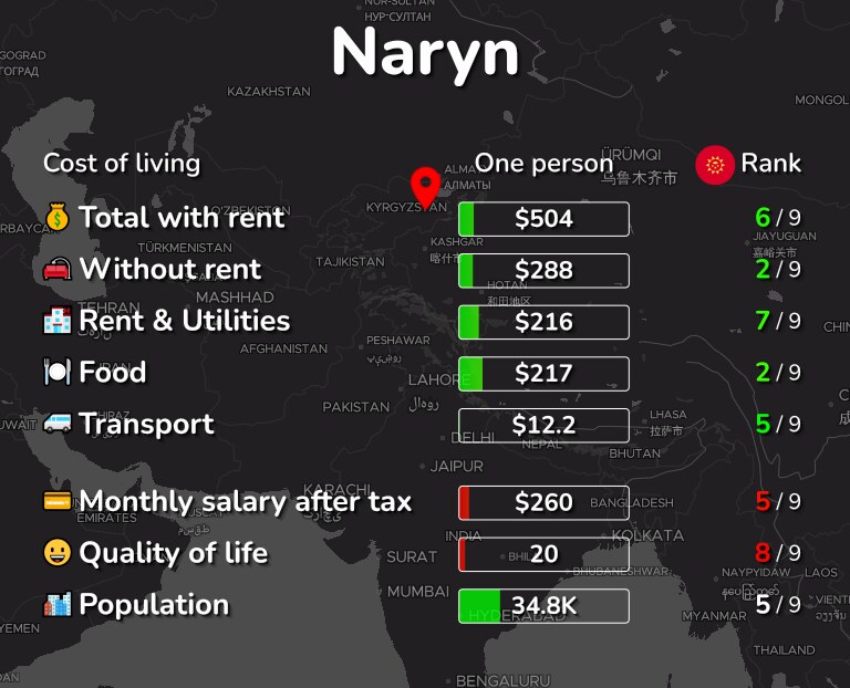 Cost of living in Naryn infographic