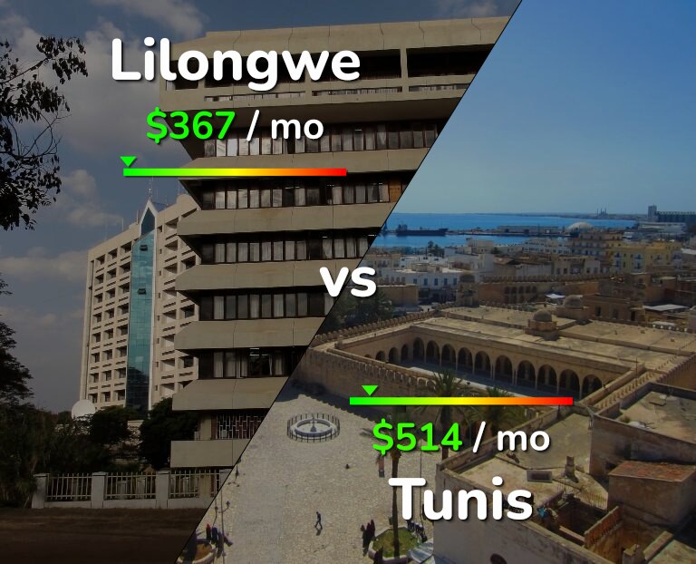 Cost of living in Lilongwe vs Tunis infographic