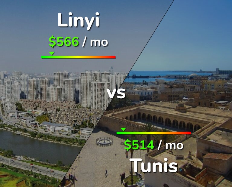 Cost of living in Linyi vs Tunis infographic