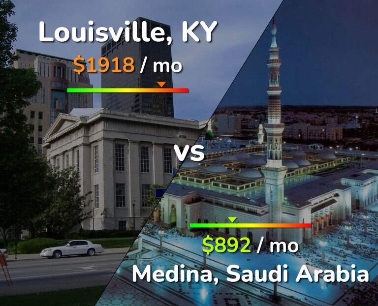 Cost of living in Louisville vs Medina infographic