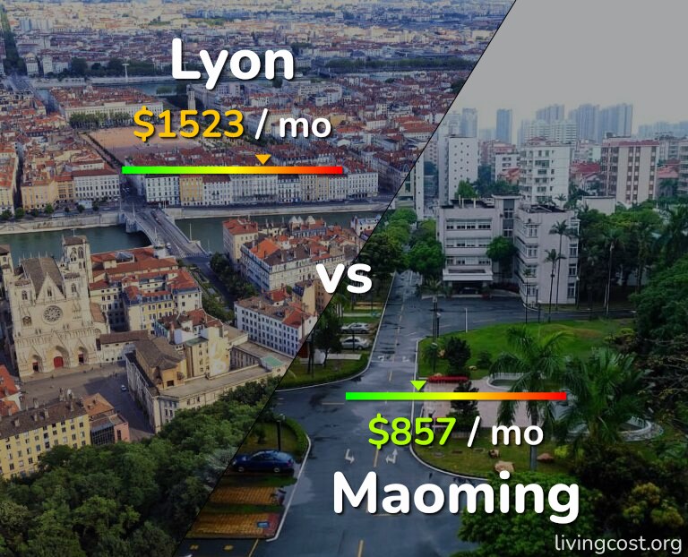 Cost of living in Lyon vs Maoming infographic