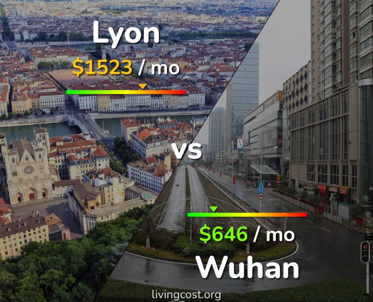 Cost of living in Lyon vs Wuhan infographic