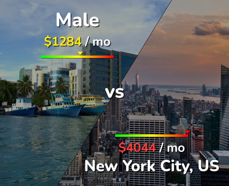 Cost of living in Male vs New York City infographic