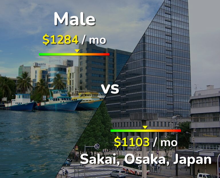 Cost of living in Male vs Sakai infographic
