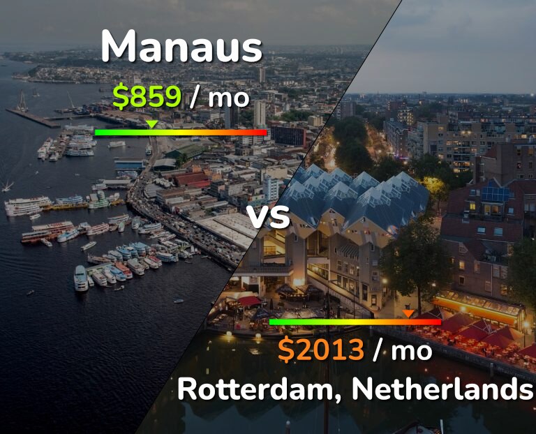 Cost of living in Manaus vs Rotterdam infographic