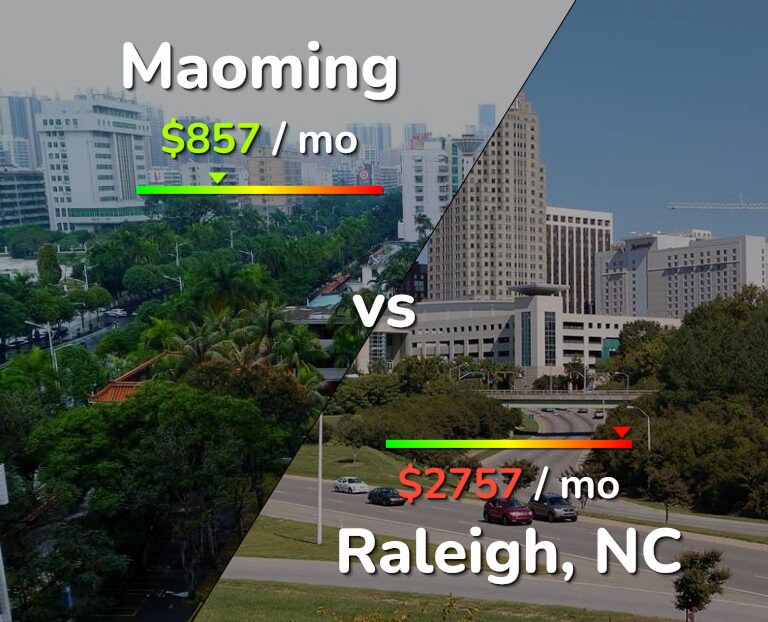 Cost of living in Maoming vs Raleigh infographic