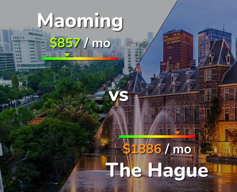 Cost of living in Maoming vs The Hague infographic