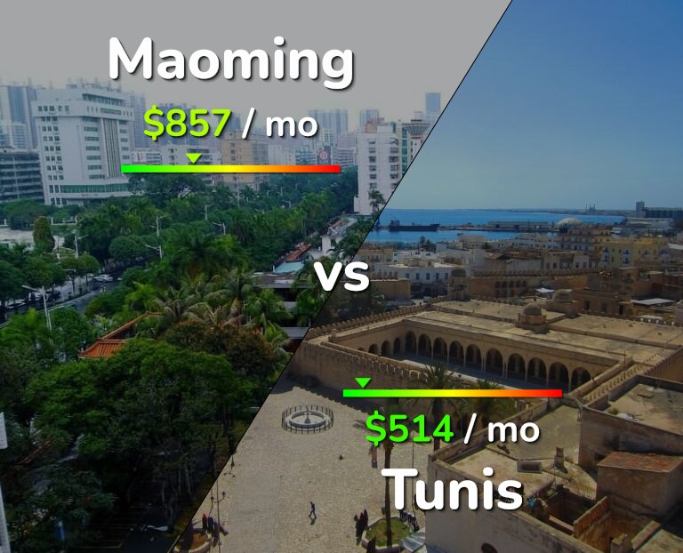 Cost of living in Maoming vs Tunis infographic