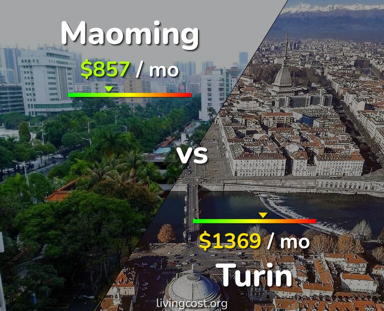 Cost of living in Maoming vs Turin infographic
