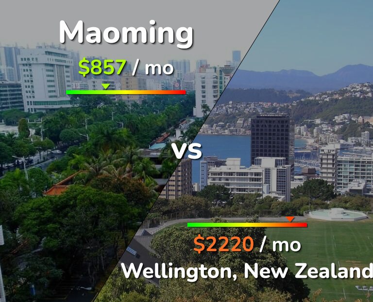 Cost of living in Maoming vs Wellington infographic