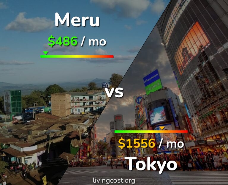 Cost of living in Meru vs Tokyo infographic