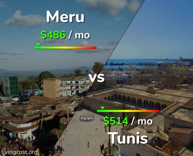 Cost of living in Meru vs Tunis infographic
