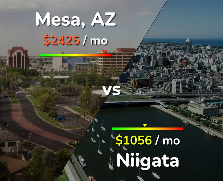 Cost of living in Mesa vs Niigata infographic