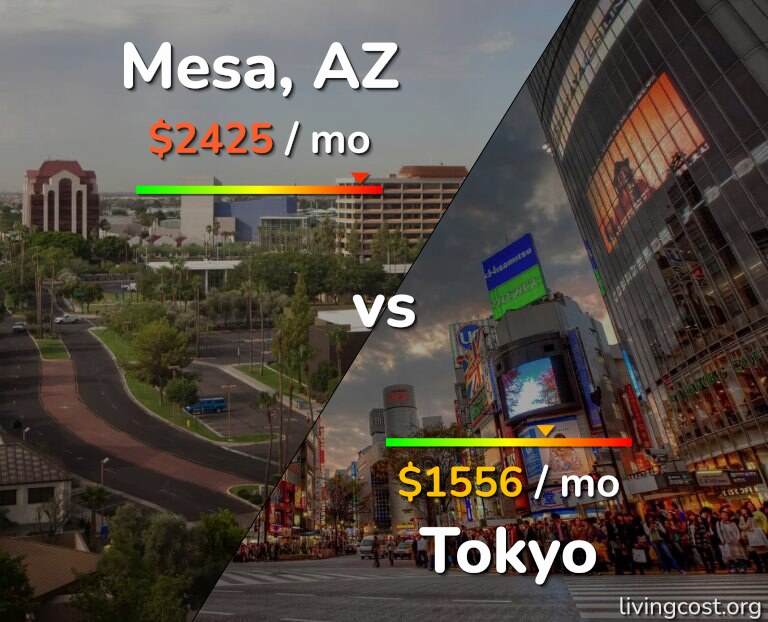 Cost of living in Mesa vs Tokyo infographic