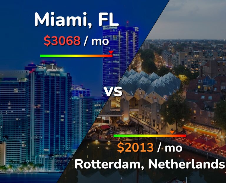 Cost of living in Miami vs Rotterdam infographic