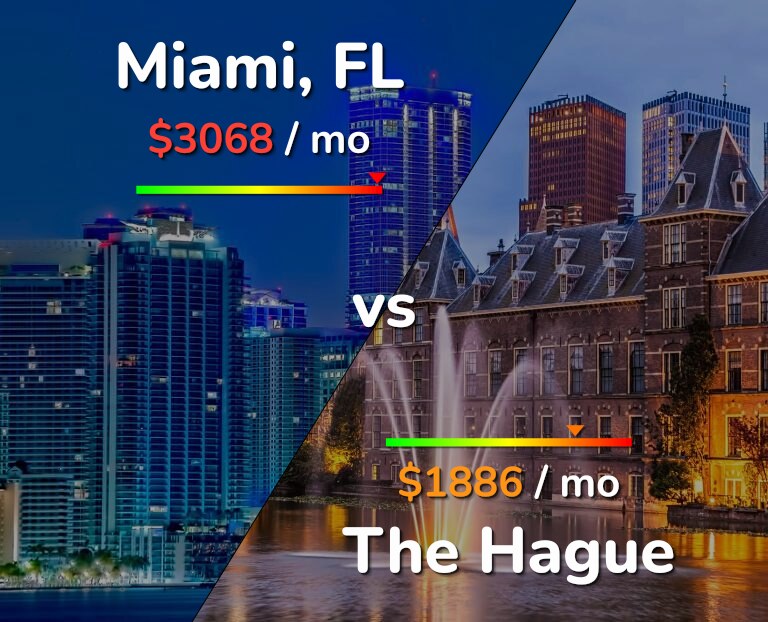 Cost of living in Miami vs The Hague infographic