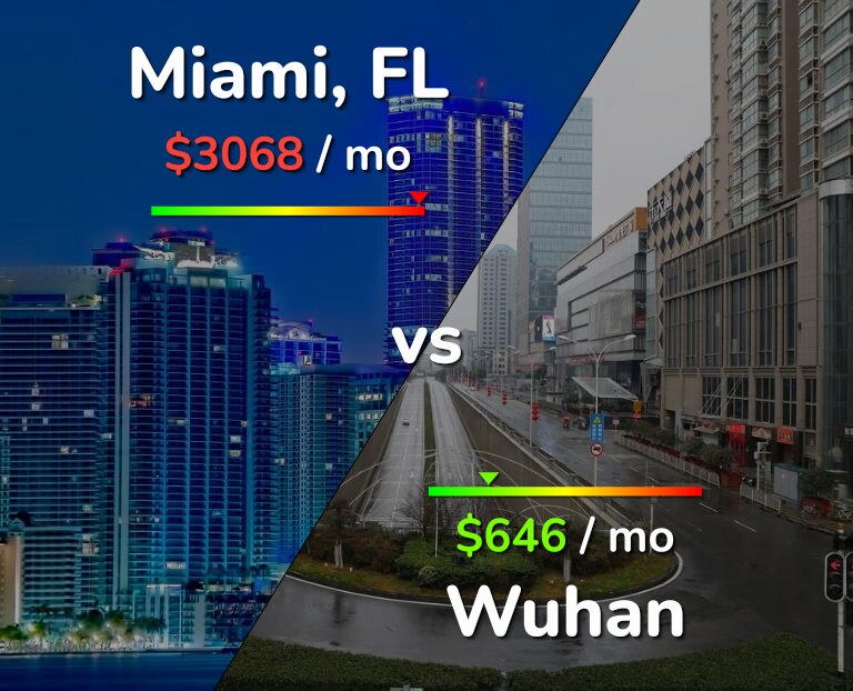 Cost of living in Miami vs Wuhan infographic