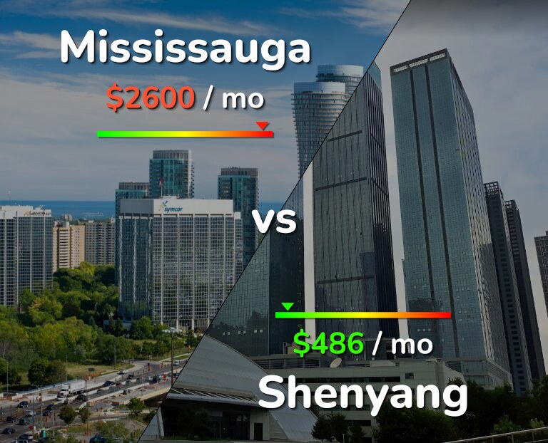 Cost of living in Mississauga vs Shenyang infographic
