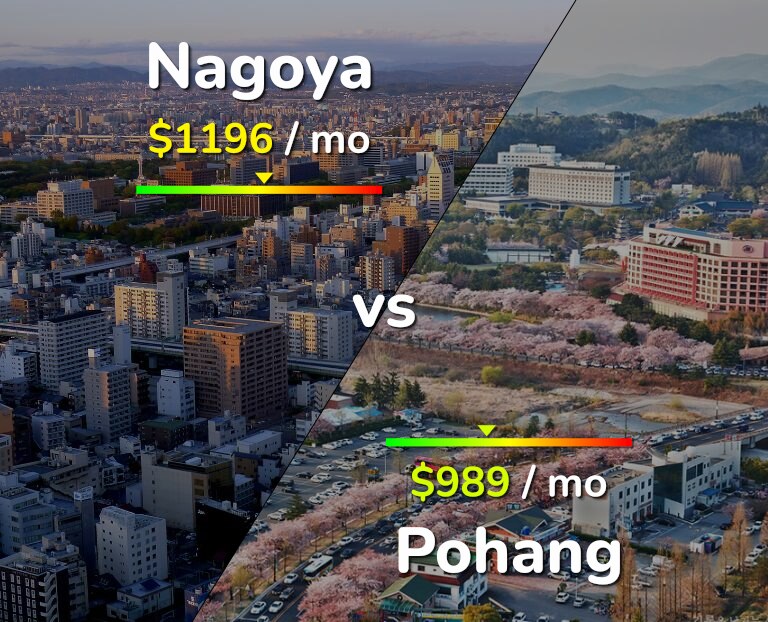 Cost of living in Nagoya vs Pohang infographic
