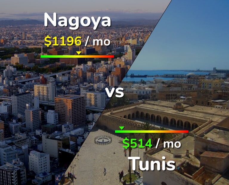 Cost of living in Nagoya vs Tunis infographic