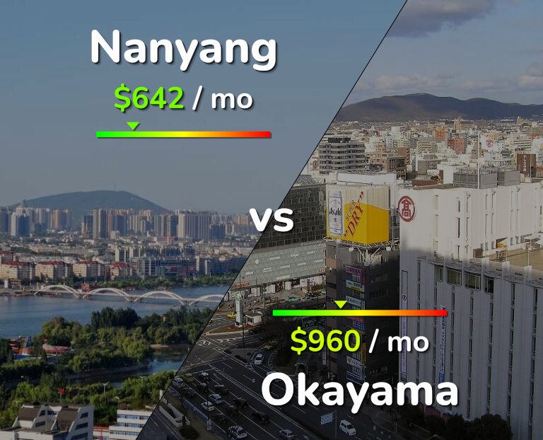 Cost of living in Nanyang vs Okayama infographic