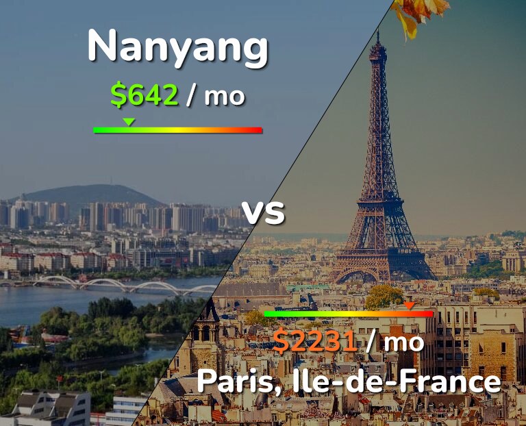 Cost of living in Nanyang vs Paris infographic