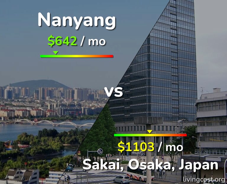 Cost of living in Nanyang vs Sakai infographic