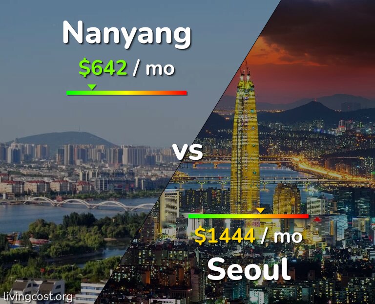 Cost of living in Nanyang vs Seoul infographic