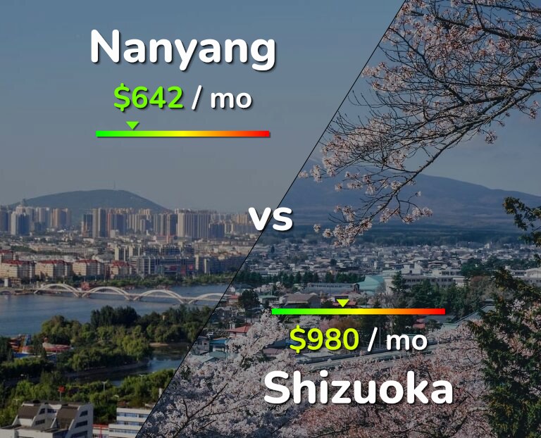 Cost of living in Nanyang vs Shizuoka infographic