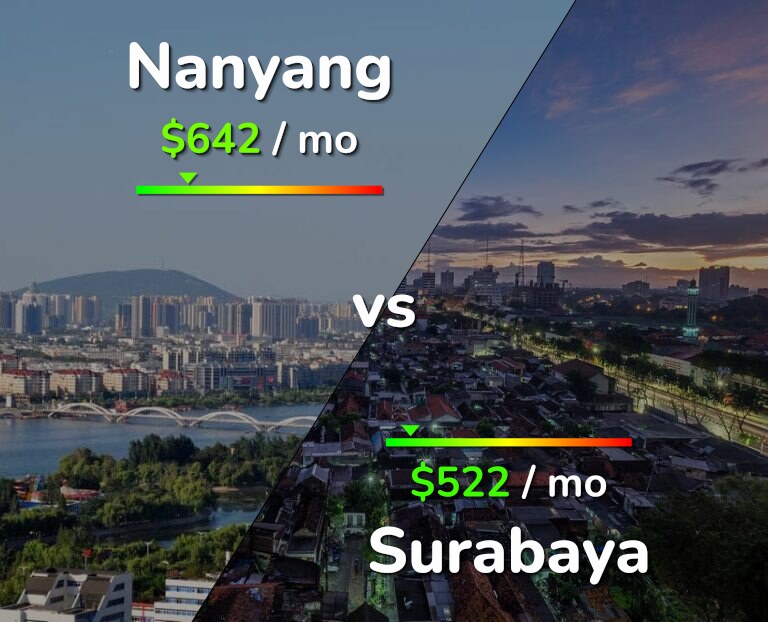 Cost of living in Nanyang vs Surabaya infographic