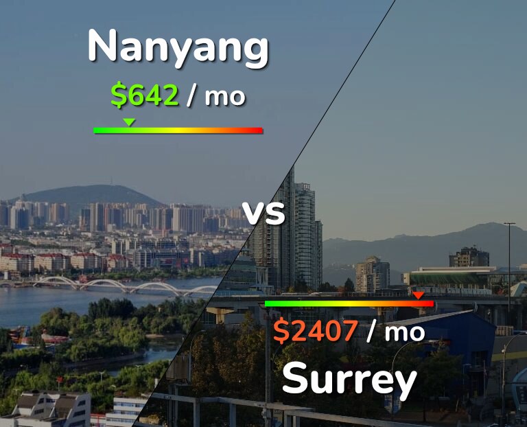 Cost of living in Nanyang vs Surrey infographic