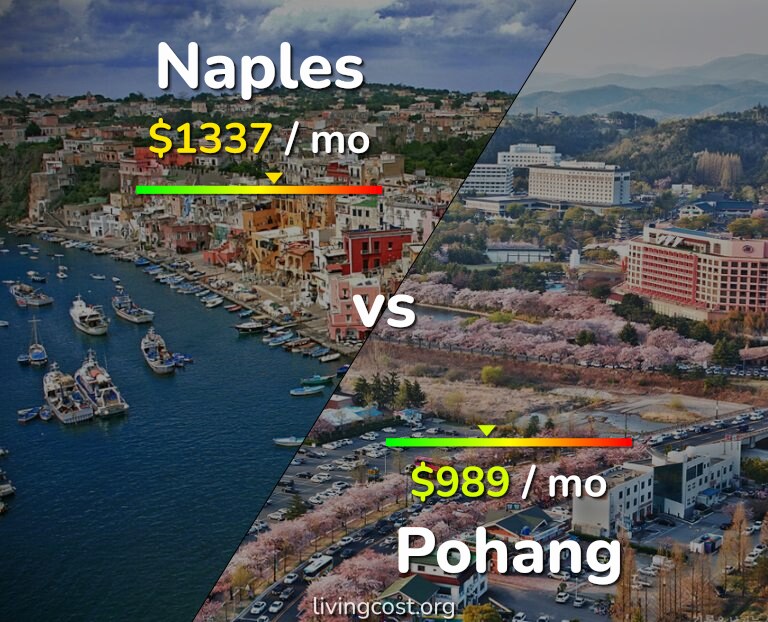 Cost of living in Naples vs Pohang infographic
