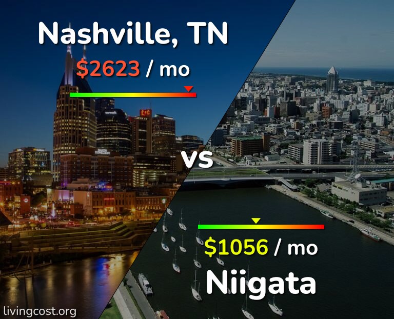 Cost of living in Nashville vs Niigata infographic