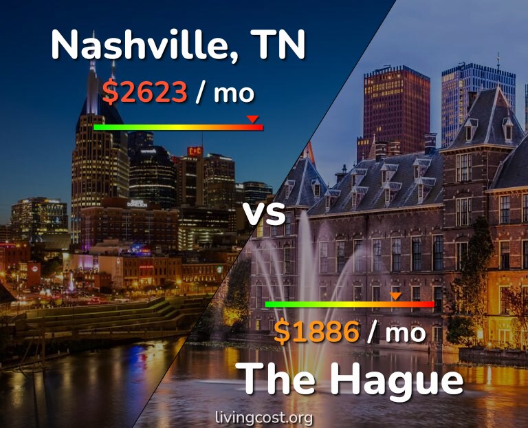 Cost of living in Nashville vs The Hague infographic