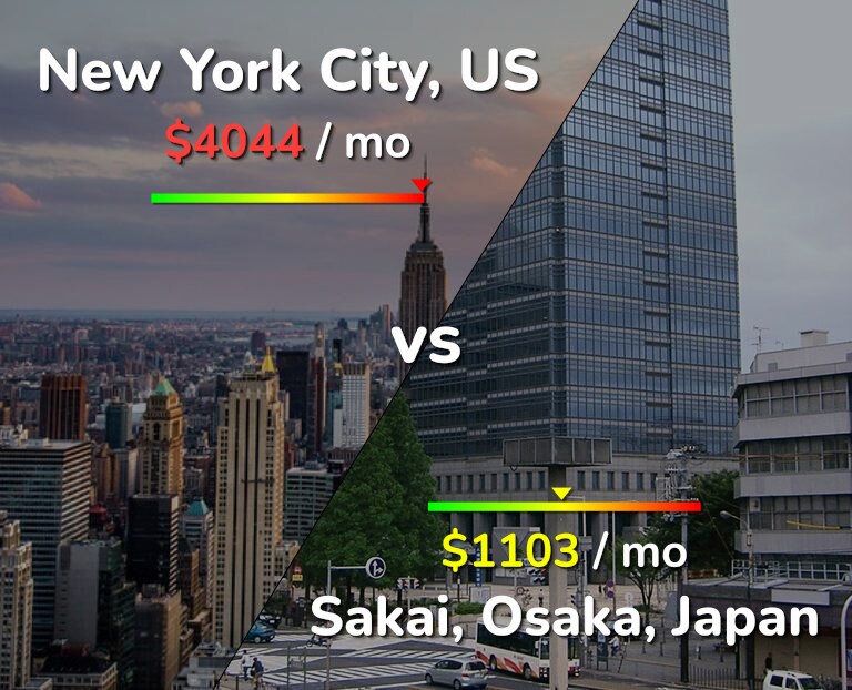 Cost of living in New York City vs Sakai infographic