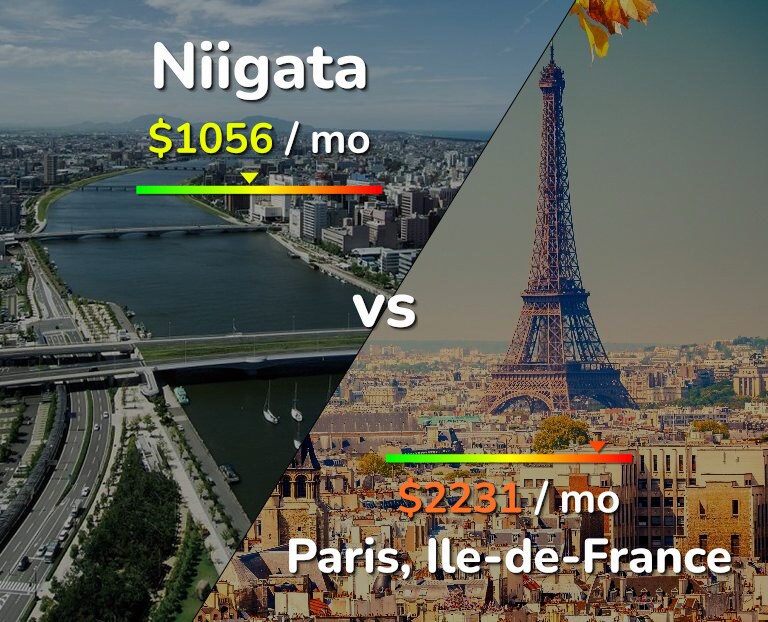 Cost of living in Niigata vs Paris infographic