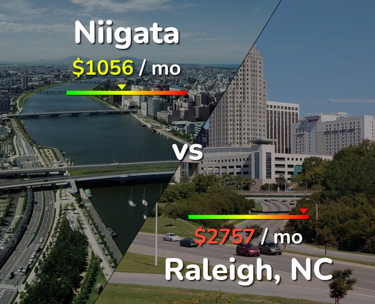 Cost of living in Niigata vs Raleigh infographic