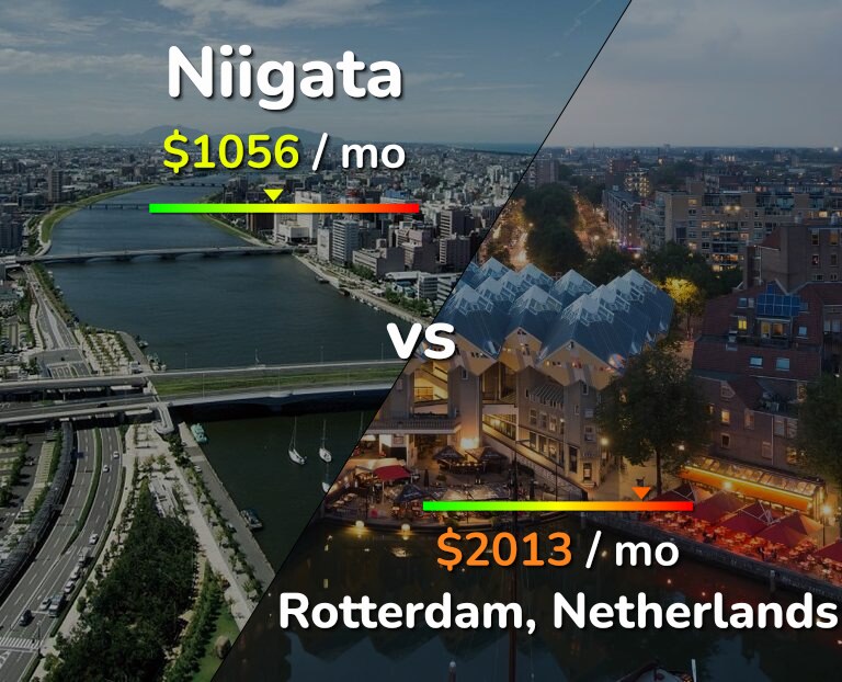 Cost of living in Niigata vs Rotterdam infographic