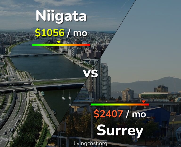 Cost of living in Niigata vs Surrey infographic