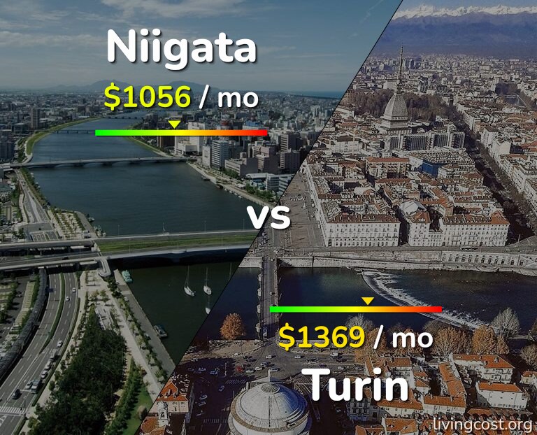 Cost of living in Niigata vs Turin infographic