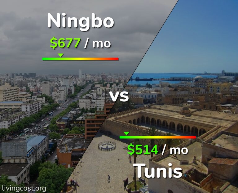 Cost of living in Ningbo vs Tunis infographic
