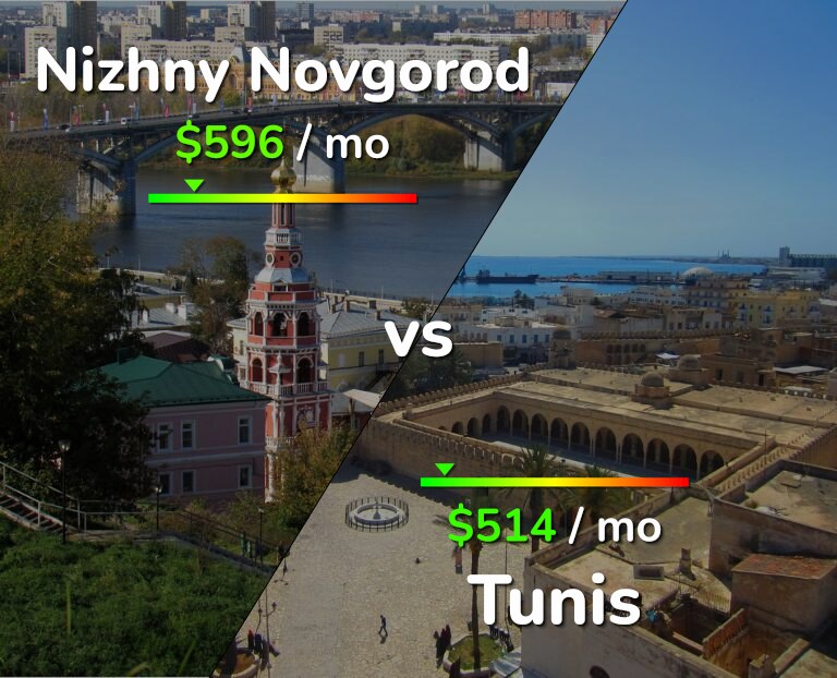 Cost of living in Nizhny Novgorod vs Tunis infographic