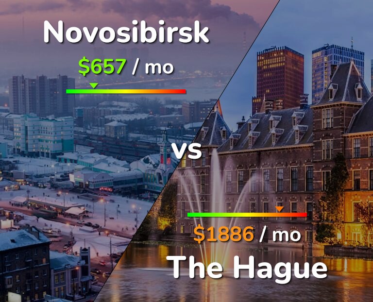Cost of living in Novosibirsk vs The Hague infographic