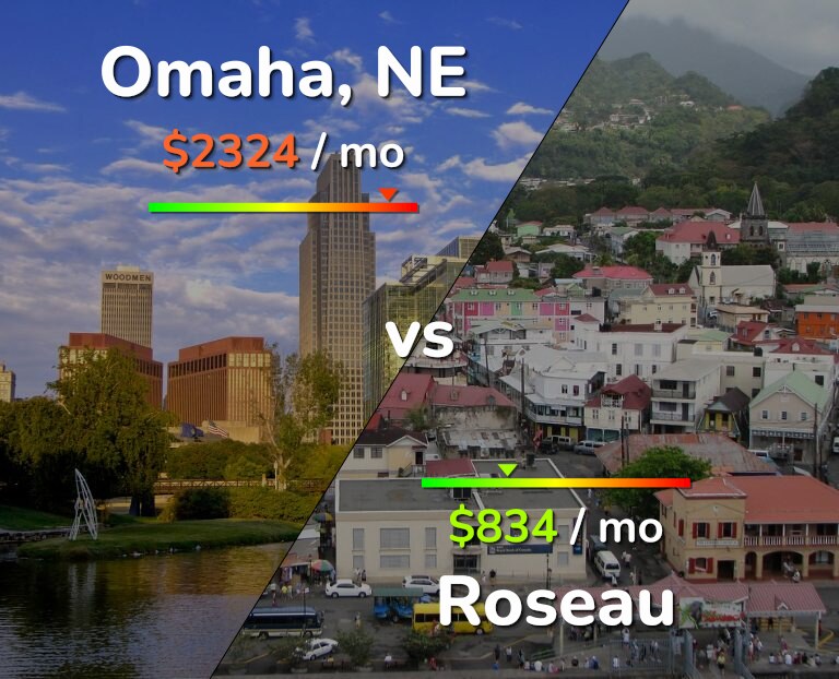 Cost of living in Omaha vs Roseau infographic