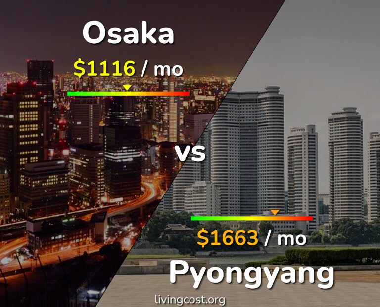 Cost of living in Osaka vs Pyongyang infographic