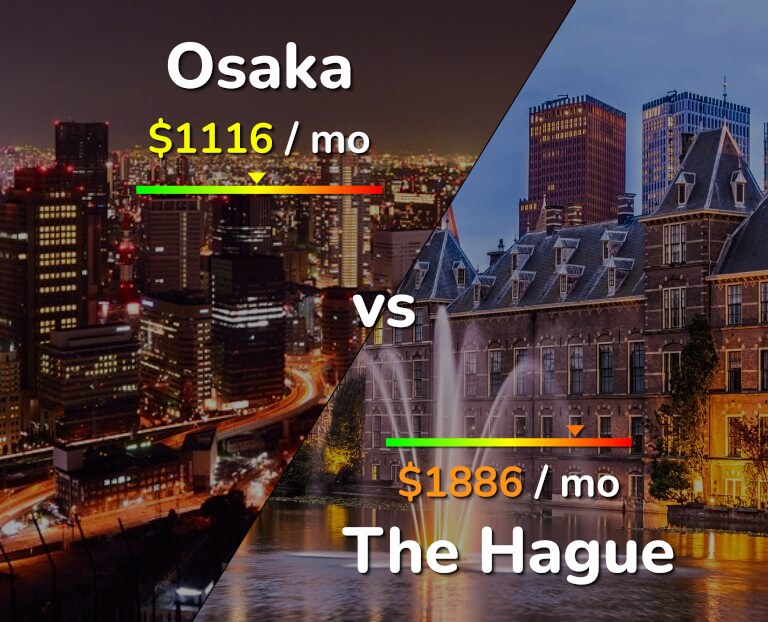Cost of living in Osaka vs The Hague infographic